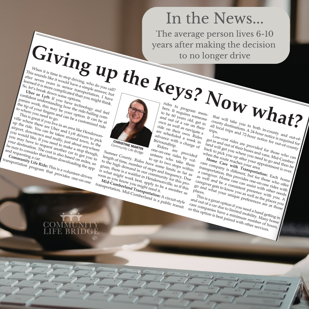 Giving up the keys? Now what?